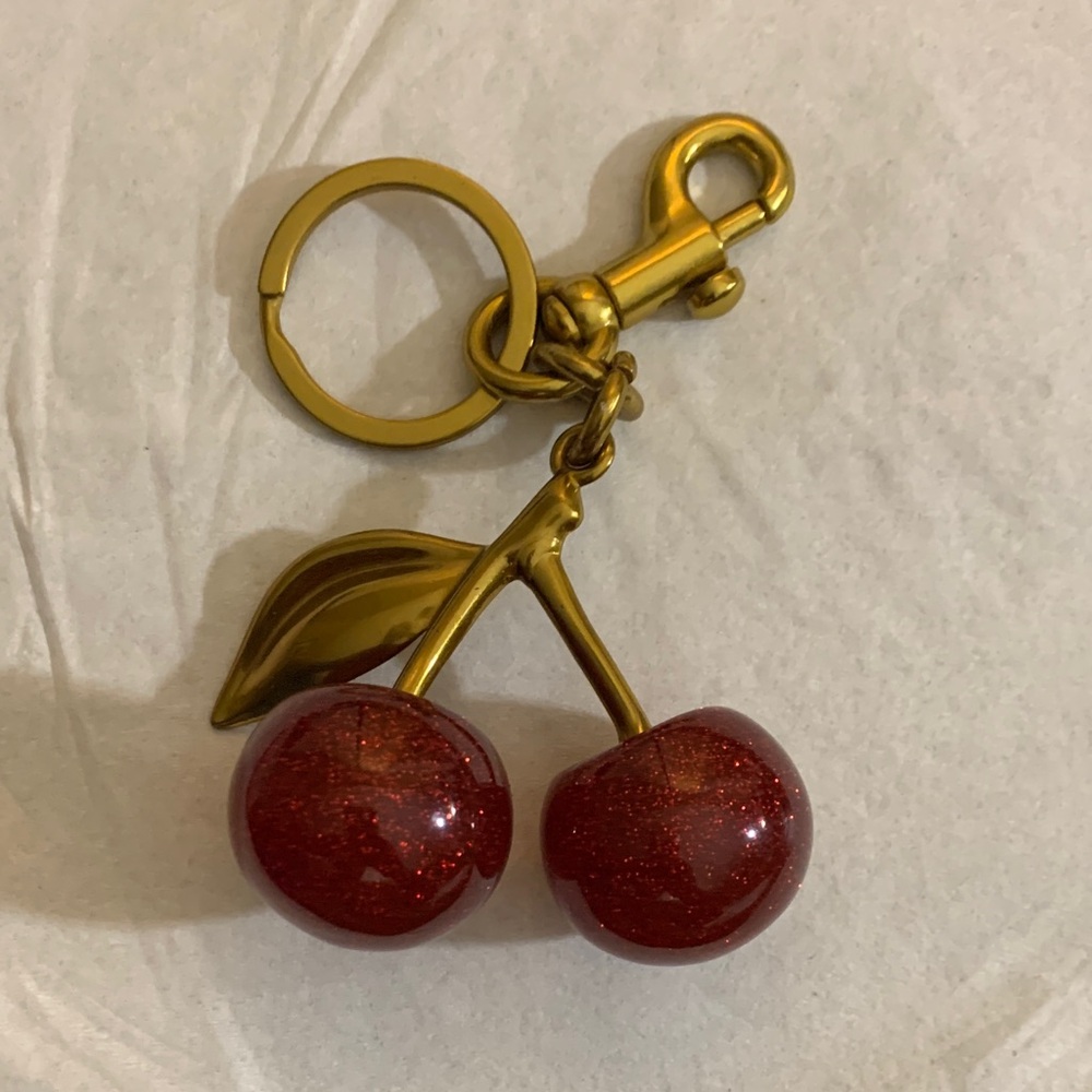 Cherry Keychain / bag charm with Gold Accents (NWT)